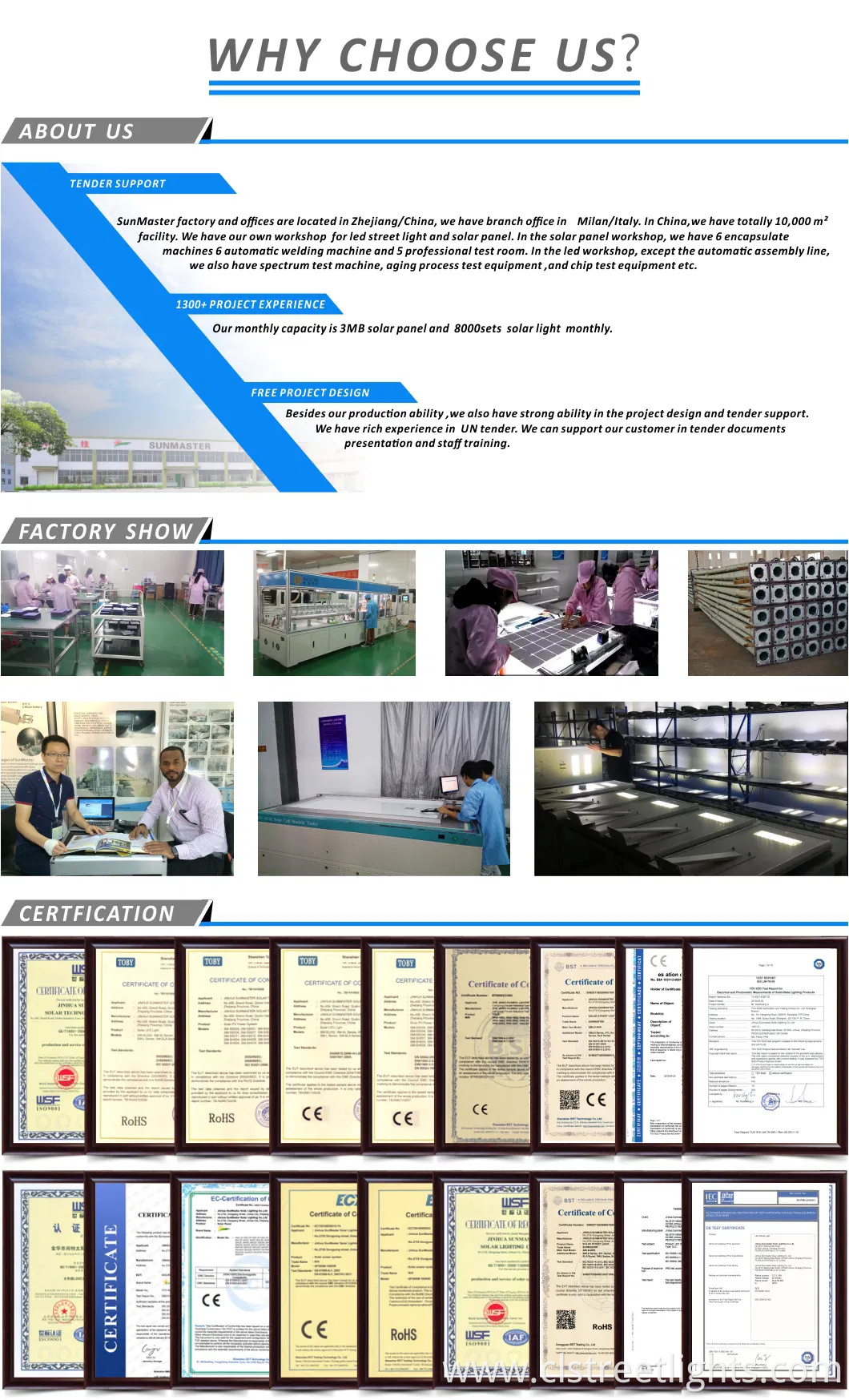 Solar LED Street Light 40W Split Type 12V 30W Yetrun 6000 Lumen, 48 Va